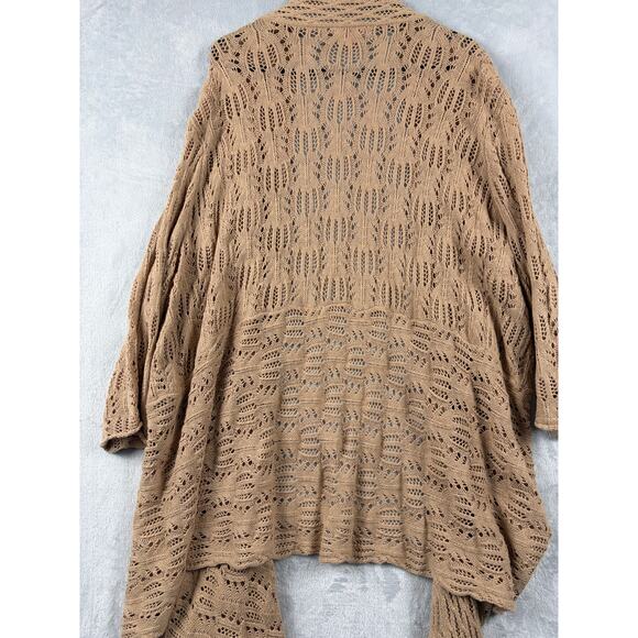 Woman Within Open-Front Pointelle Cardigan – Neutral Beige – Size 30 Plus - Picture 6 of 9